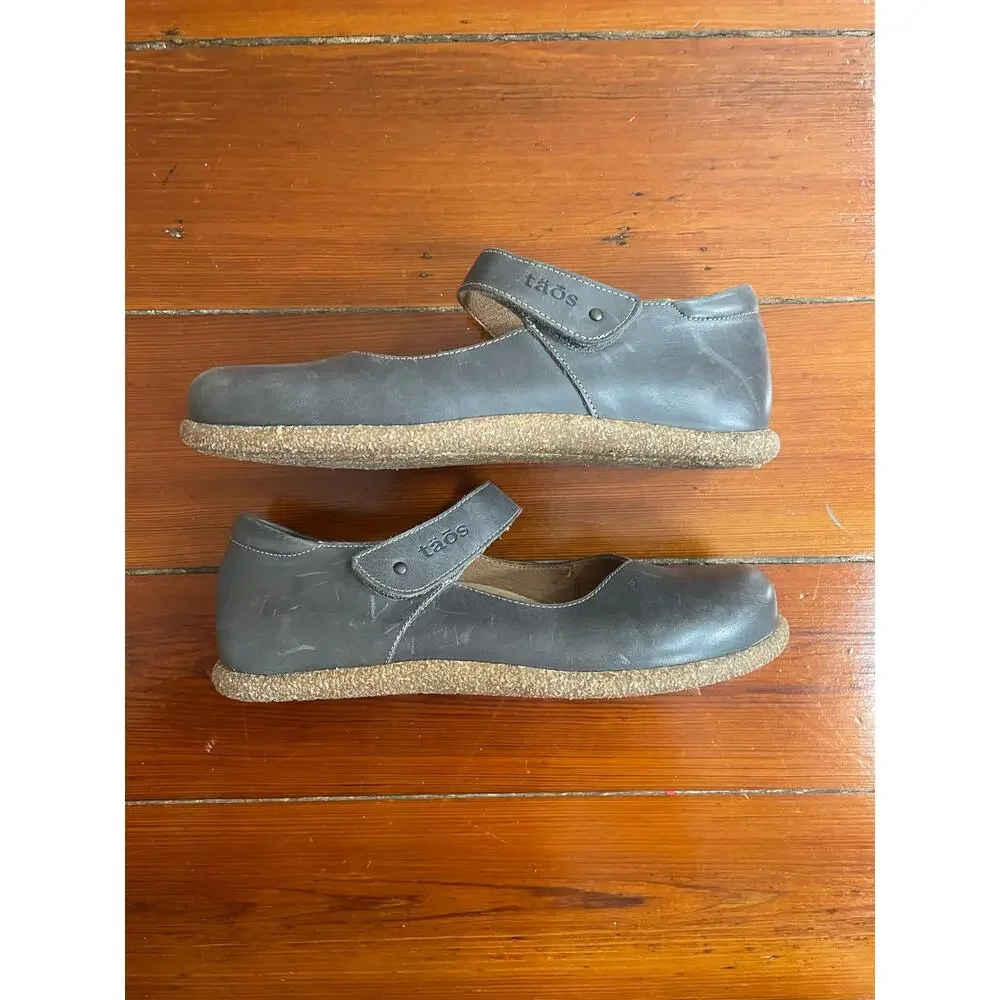 Taos Class Mary Jane Shoes EU 39, US 8-8.5 Gray Leather Comfort Flats Spain